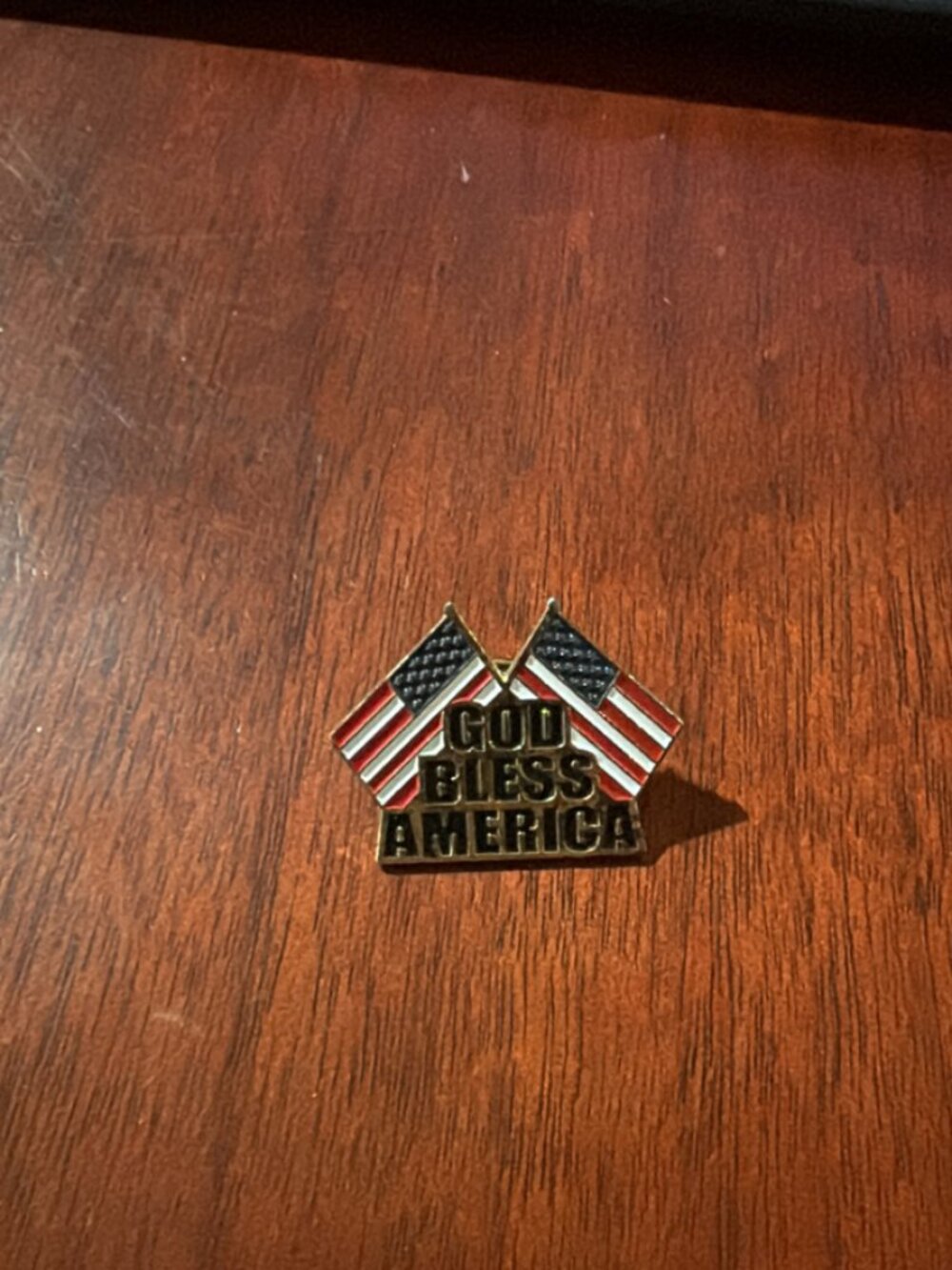 God Bless America Crossed Flags Pin